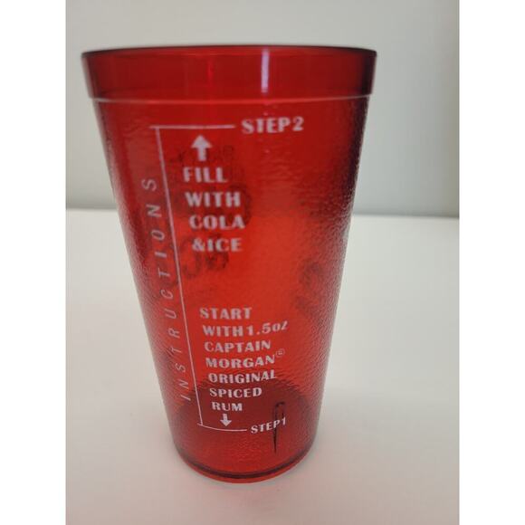Captain Morgan & Cola Red Plastic 10 oz Tumbler Set of 8 Mixing Instructions - Picture 3 of 8